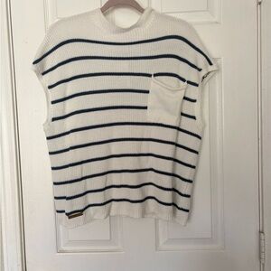 Simply Southern White and Navy Short Sleeve Sweater